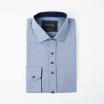 Textured Weave Button-Up // Blue (L)