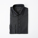 Solid Button-Up // Black + Gray (L)