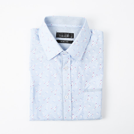 Bouquet Print Button-Up Shirt // Blue (S)