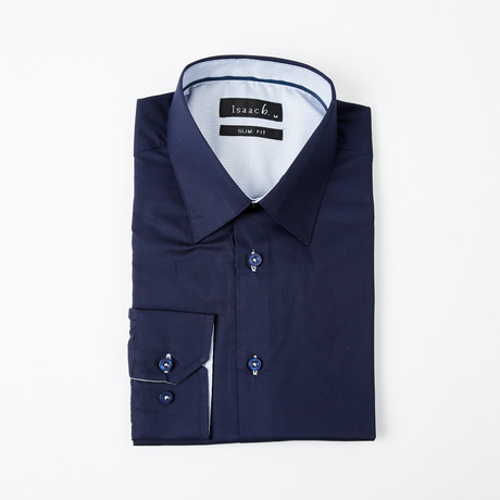 Contrast Placket Button-Up Shirt // Navy (S)