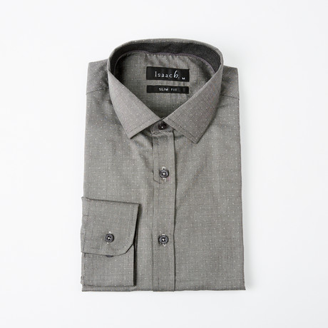 Textured Polkadot Button-Up Shirt // Gray (S)