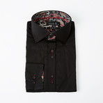Flower Power Cuff Button-Up Shirt // Black + Red (M)