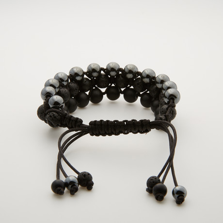 Layered Onyx Shamballa Bracelet // Black
