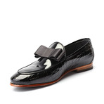 Christian Croc Embossed Patent Bow Loafer // Black (Euro: 41)