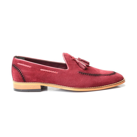 Suede Stitched Tassel Loafer // Bordeaux Suede (Euro: 39)