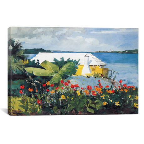 Flower Garden and Bungalow, Bermuda // Winslow Homer // 1899 (26"W x 18"H x .75"D)