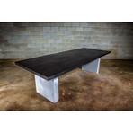 Dining Table // Black Stained Ash Wood + Concrete Legs (72"L x 38"W x 30"H)