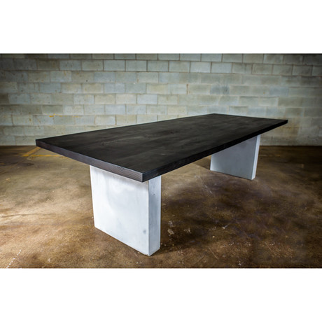 Dining Table // Black Stained Ash Wood + Concrete Legs (72"L x 38"W x 30"H)