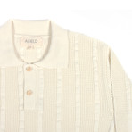 Aaron Crepe Long Sleeve Polo // Pristine White (S)