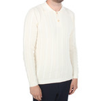 Aaron Crepe Long Sleeve Polo // Pristine White (S)