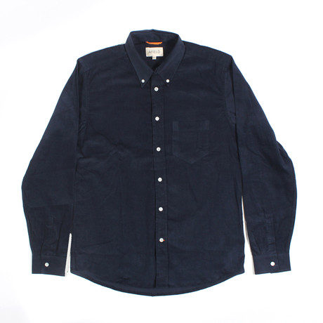 Field Long Sleeve Corduroy Shirt // Navy (S)