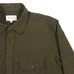 Workwear Long Sleeve Shirt // Green Herringbone (M)