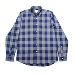 Button-Up Long Sleeve Shirt // Navy Check (2XL)