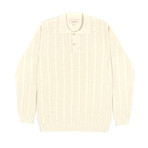 Aaron Crepe Long Sleeve Polo // Pristine White (S)