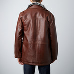 Yorker Fur Collared Jacket // Chestnut (XS)
