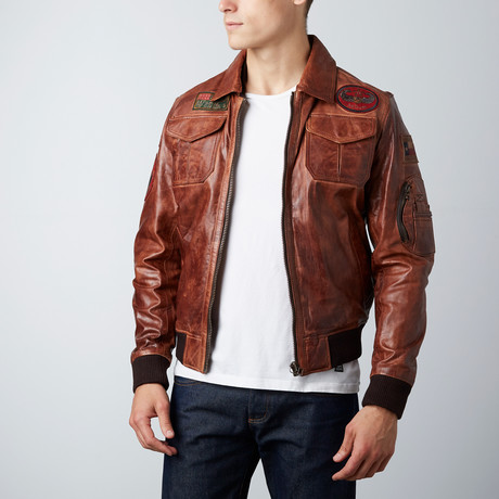 Pilot Leather Jacket // Dark Tan (XS)