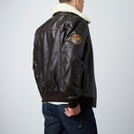 Aviator Sherpa Leather Jacket // Brown (M)