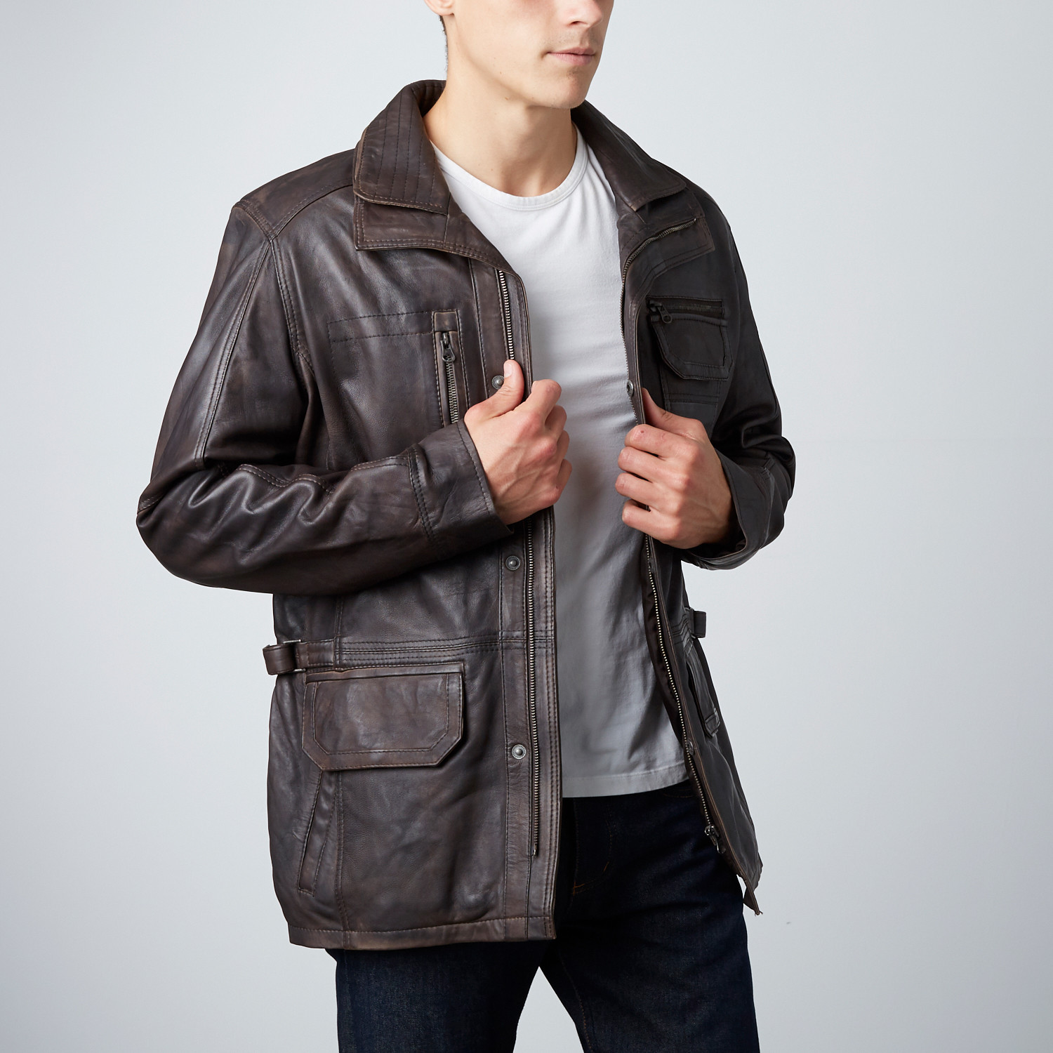 Leather Utility Jacket // Coffee (S) - Helium - Touch of Modern