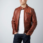 Racer Leather Jacket // Dark Tan (3XL)