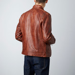 Racer Leather Jacket // Dark Tan (M)