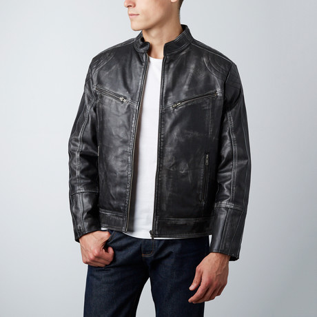 Distressed Leather Jacket // Black Ruboff (M)