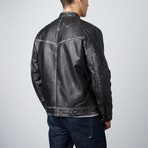 Distressed Leather Jacket // Black Ruboff (M)