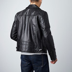 Paxton Quilted Shoulder Moto Jacket // Black (M)