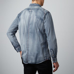 Yin + Yang Slim Fit Denim Shirt // Grey + Blue (2XL)