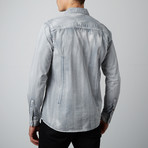Western Edition Slim Fit Denim Shirt // Grey + Blue (XL)