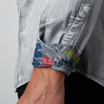 Western Edition Slim Fit Denim Shirt // Grey + Blue (XL)