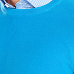 Antiqua Garment Dyed Round Neck Pullover // Turquoise (S)