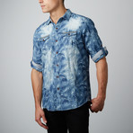 Acid Wash Slim Fit Denim Shirt // Blue (M)