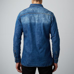 Flora Paised Slim Fit Denim Shirt // Blue (M)
