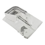 Polka Dot Striped Trim Button-Up Shirt // White (M)