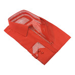 Polka Dot Striped Trim Button-Up Shirt // Red (S)