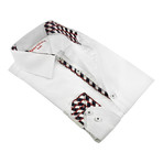 Check Trim Button-Up Shirt // White (3XL)