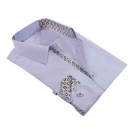 Flutter Print Trim Button-Up Shirt // Lavendar (S)