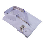 Flutter Print Trim Button-Up Shirt // Lavendar (3XL)