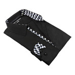 Check Trim Button-Up Shirt // Black (2XL)
