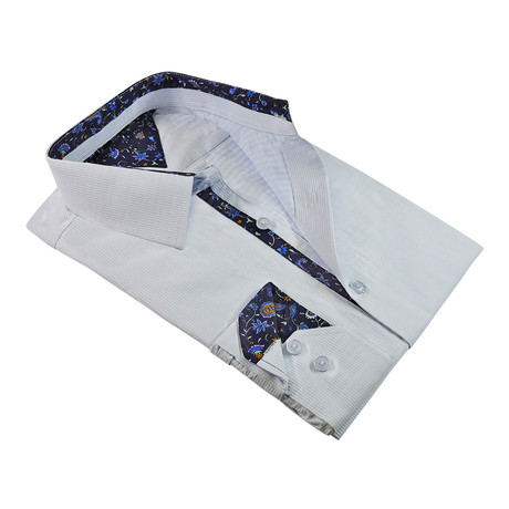 Tally Texture Button-Up Shirt // Blue (S)