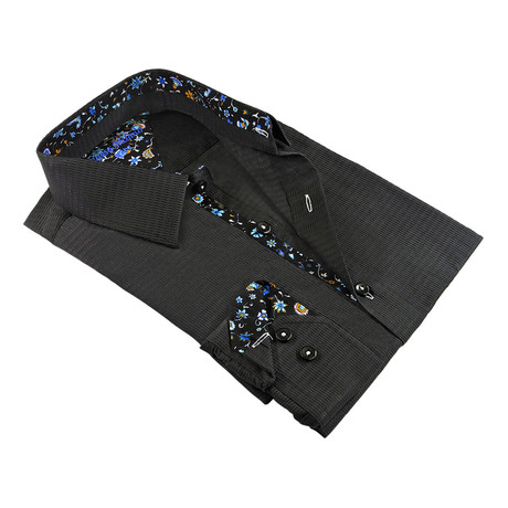 Tally Texture Button-Up Shirt // Black (S)