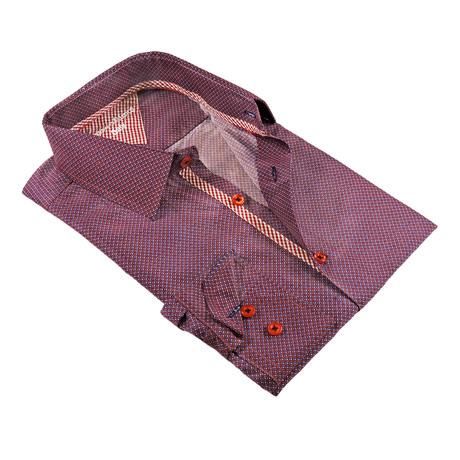 Geom Button-Up Shirt // Navy + Burgundy (S)