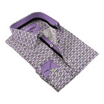 Flutter Repetition Button-Up Shirt // White + Purple (2XL)