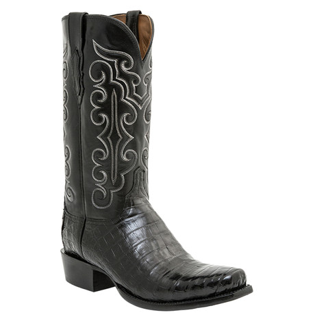 Ultra Belly Caiman Crocodile Embroidered Western Boot // Black // EE (Wide) (US: 8)