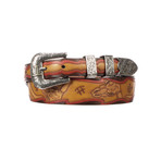 Tooled Brand + Steerhead Skull Belt // Cognac (36)