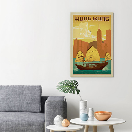 Honk Kong, China (Downtown Skyline) (18"W x 26"H x 0.75"D)