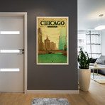 Chicago, Illinois (Chicago River On St. Patrick's Day) (18"W x 26"H x 0.75"D)