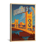 Sacramento, California (Tower Bridge) (18"W x 26"H x 0.75"D)