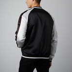 No Emb Satin Baseball Jacket // Black + White (XL)