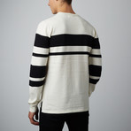 Hi Low Stripe Sweater // White (L)